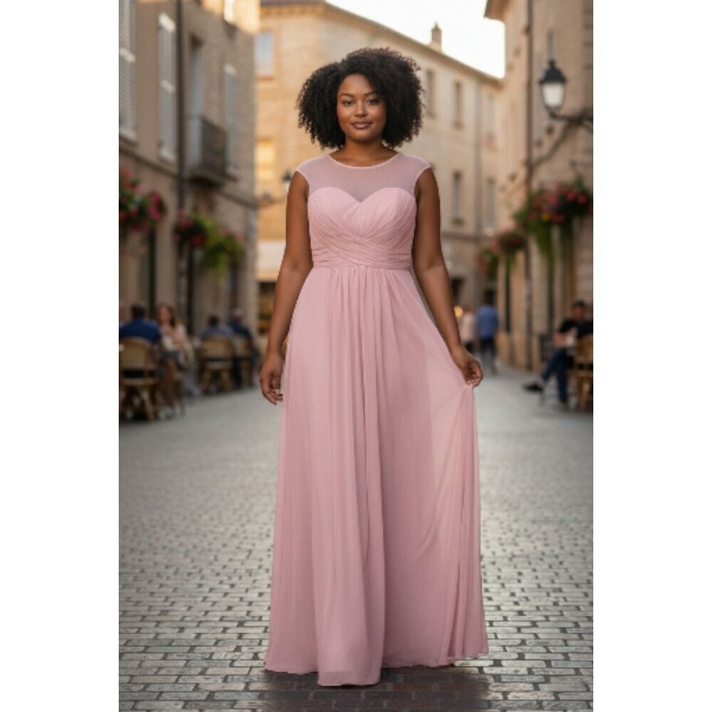 Abby Paris Pink Formal Maxi chiffon Dress Ballgown Women Size 16